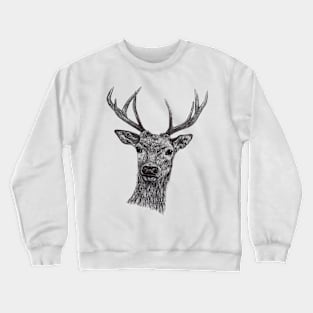 animal deer face in black and white Crewneck Sweatshirt